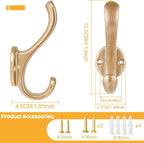 8 Pack Coat Hooks Wall Mount Heavy Duty Utility Retro Double Hooks - Image 3