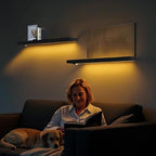 BAMEOS Floating Shelves with LED Light, Wall Mounted Wooden Shelves with - Image 3