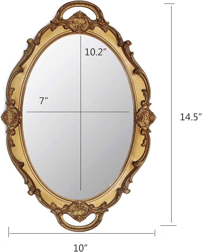 Eaoundm 14.5 x 10 inchs Oval Antique Decorative Wall Mirror Vintage Hanging - Image 5