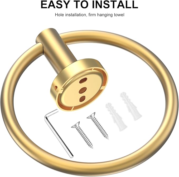 SetSail Towel Holder for Bathroom Wall Gold Towel Ring Stainless Steel Hand - Image 4