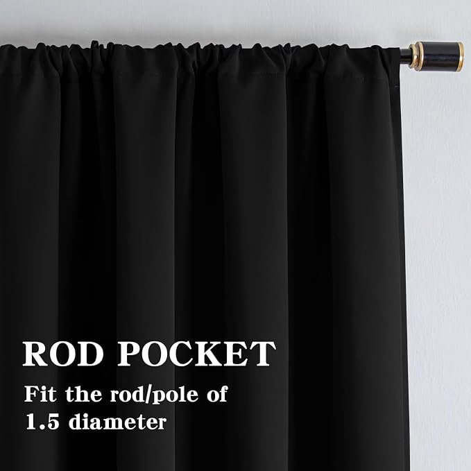IGEMAEVE Black Blackout Curtain 84 Inch Length 1 Panel, Grommet Energy Saving - Image 2
