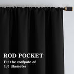 IGEMAEVE Black Blackout Curtains 108 Inch Length 2 Panels Set, Rod Pocket - Image 6