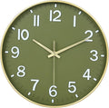 HZDHCLH Wall Clocks Battery Operated, Wall Clock Green Gold, 10 inch Wall Clock by HZDHCLH