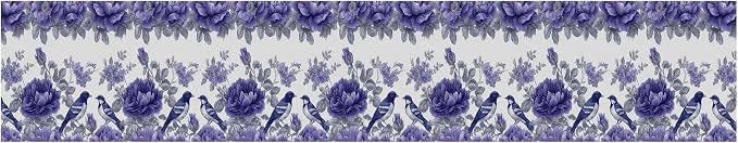 Blue Purple Floral Bird Wallpaper Border 196x4 Inch Peel and Stick Wall Border - Image 2