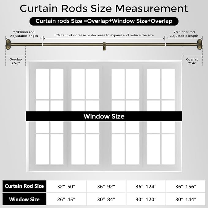 Curtain Rods 32-46 Inch, Antique Bronze Wrap Around Blackout Curtain Rods - Image 8