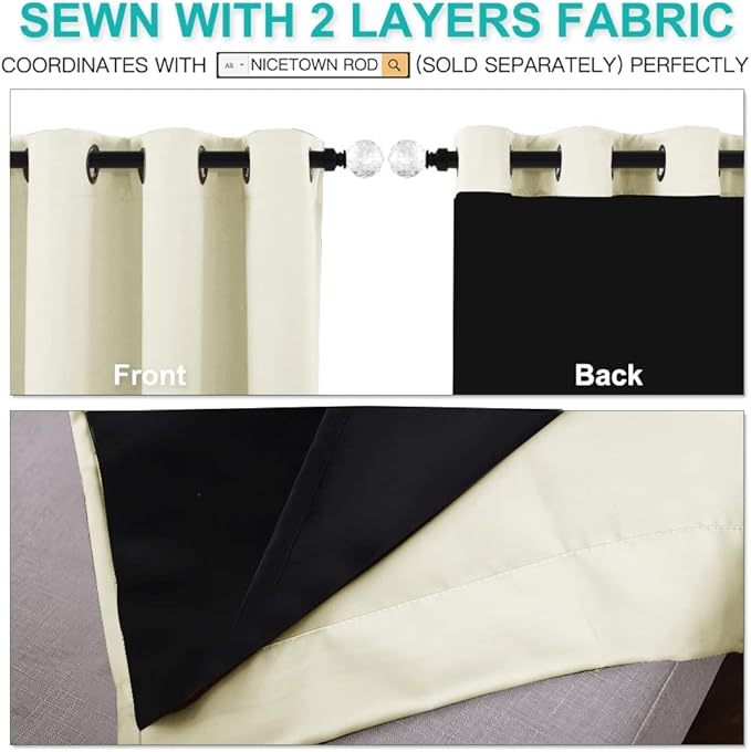 NICETOWN Bedroom Full Blackout Curtain Panels, Super Thick Insulated Grommet - Image 4