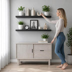 Wood Floating Shelves Set of 2, 36 Inch Long, 8 Inch Deep Solid Wood Wall - Image 2
