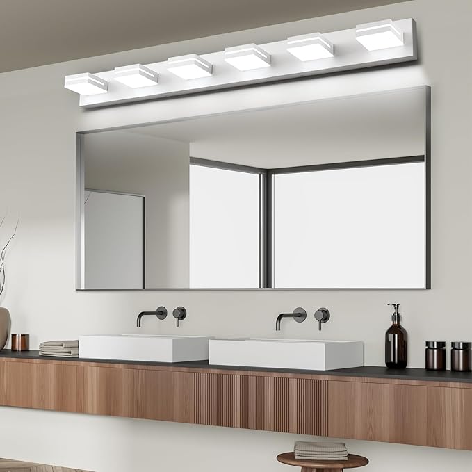 SineRise LED Modern Bathroom Vanity Light Fixtures, Matte White Modern Acrylic - Image 4