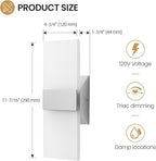 Modern LED Wall Sconces Set of Two, 12 Inch Indoor Dimmable Brushed Nickel Wall - Image 5