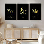 GUBIYU Black and Gold Bedroom Art Love Wall Decor You and Me Word Canvas Poster - Image 5