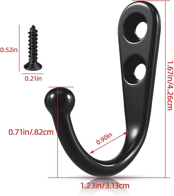 Black Wall Mounted Coat Hooks, Rustproof Metal Hooks - Image 3