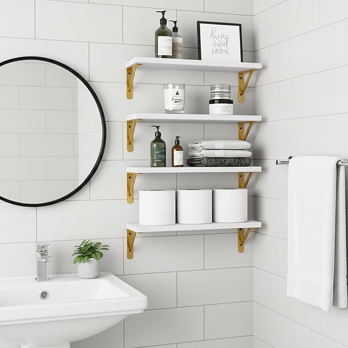 Fixwal White Shelves, Wood Wall Floating Mounted Shelves - Image 6