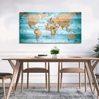 Large Wall Art Blue map of The World Painting Ready to Hang 29"x58"Large Framed - Image 4
