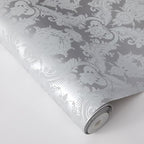 Tempaper Textured Metallic Silver Damsel Removable Peel and Stick Damask - Image 5