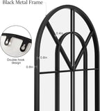 Full Length Mirror, Large Body Arched Wall Mounted Window Pane Mirrors - Image 5