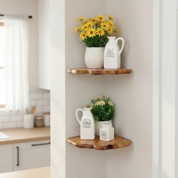 WELLAND Floating Corner Shelf Set of 2 Wall Mounted, 10.86 x 11.5 Inches - Image 7