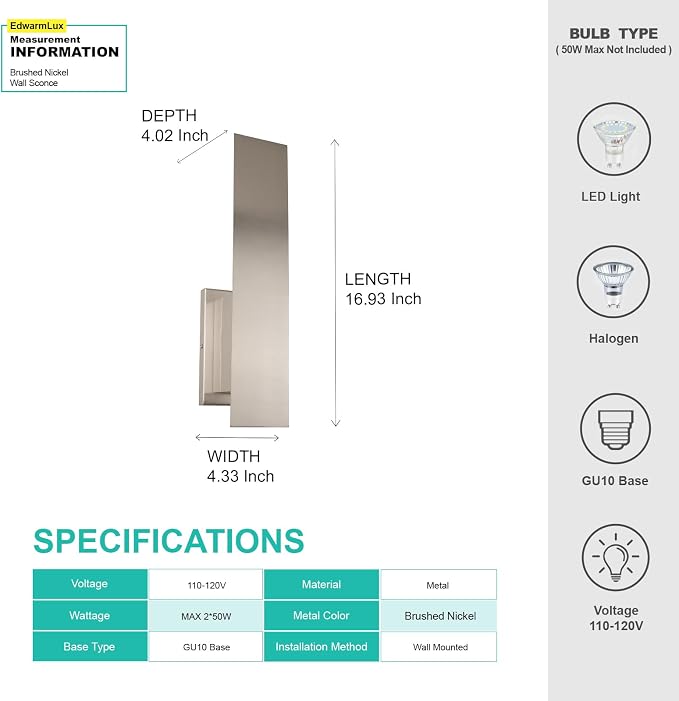 Edwarmlux Indoor Wall Sconces, Modern Wall Lights, Up and Down Wall Mount Light - Image 5