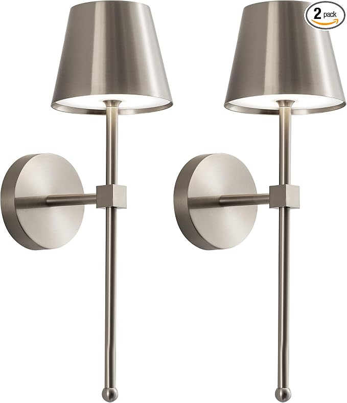 KDG Cordless Wall Sconces Set of 2, Wireless 5200mAh Rechargeable Battery LED by KDG