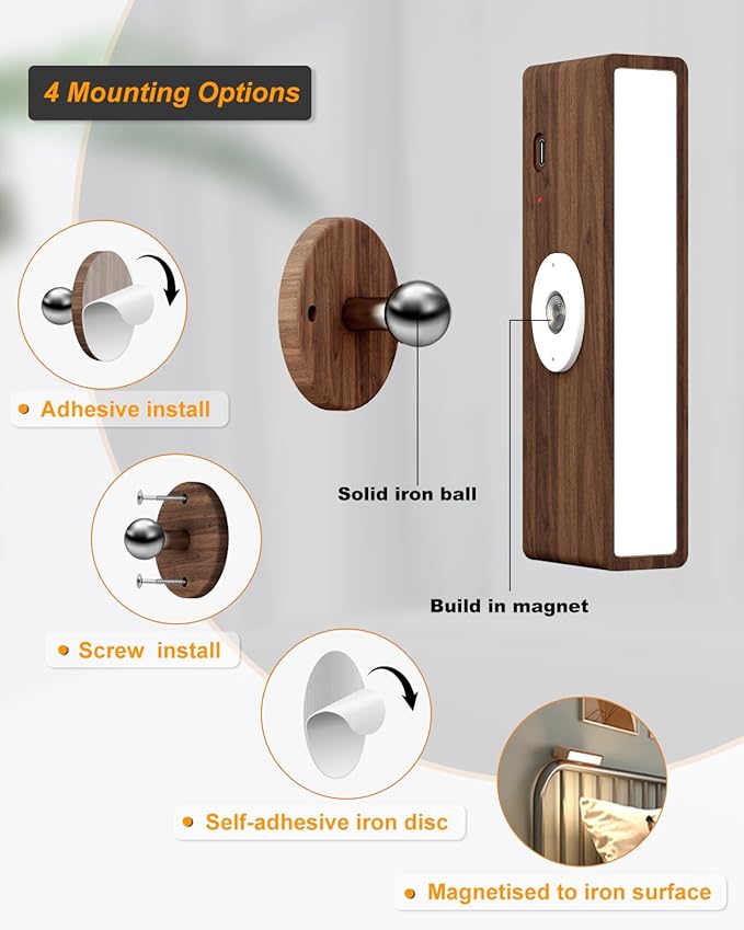 DetarZinLED Wooden Wall Lights Battery Operated - Image 5