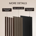 EVERECO 6 Pack Wood Slat Acoustic Wall Panels 92.5" × 7.87", 3D Sound Absorbing - Image 4