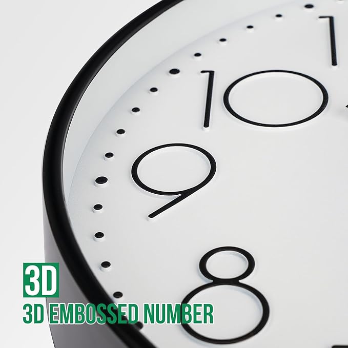 Wall Clock 12 Inch Non-Ticking Silent Modern Simple Style Round Decor Clock - Image 6