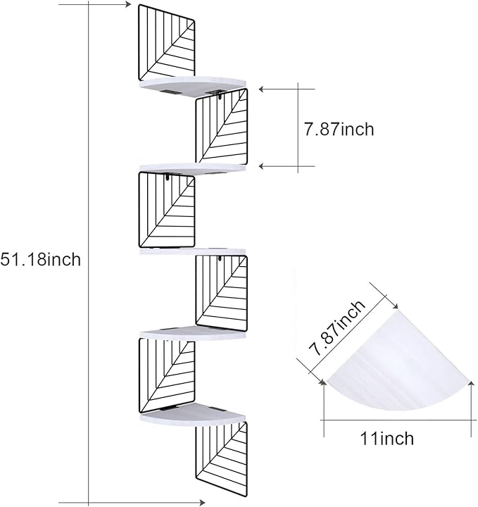 Love-KANKEI Corner Shelf Wall Mount of 5 Tier Rustic Wood Floating Shelves Wall - Image 3