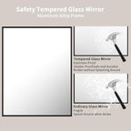 LOAAO 28"X36" Black Rectangle Bathroom Mirror Wall, Matte Black Aluminum Alloy - Image 5