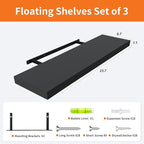 Upassion Floating Shelves for Wall Set of 3, Frame Display Black Floating Shelf - Image 3