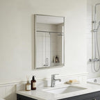 Bathroom Mirror for Wall, 16x24 Inch Metal Framed Mirror, Brushed Nickel - Image 9