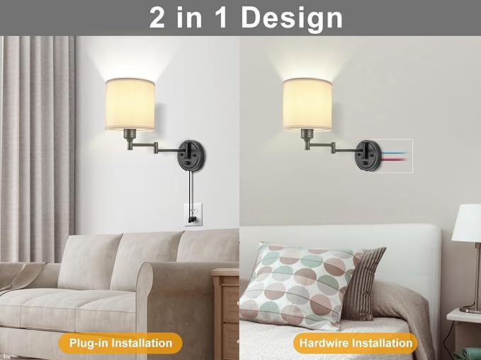 Plug in Wall Sconces with Remote Control, Dimming 10%-100% & Adjustable Colors - Image 7