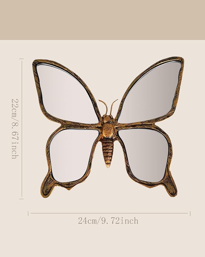 Dragonfly Wall Mirror Decor, Butterfly Art Wall Mirrors, Retro Gold Resin - Image 5