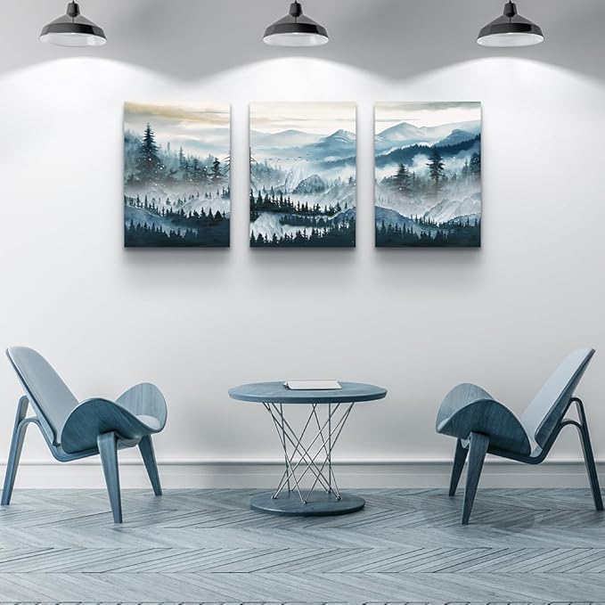 MHARTK66 Wall Art for Bedroom, Mountain Landscape Wall Decor, Large Foggy - Image 3