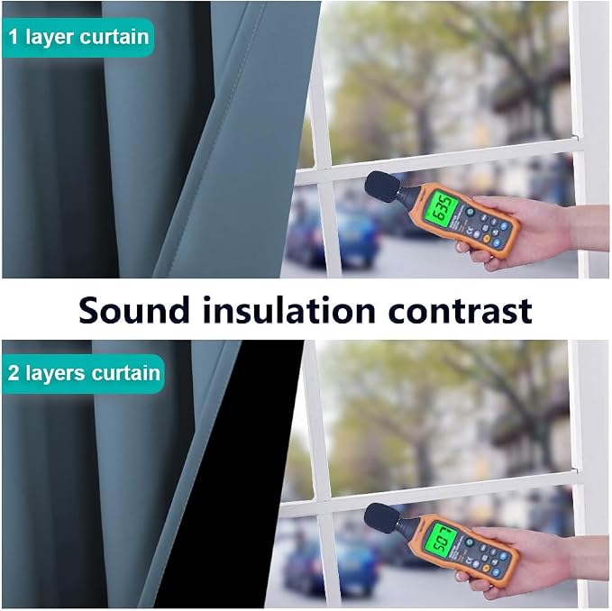NICETOWN Smoky Blue Full Shade Curtain Panels, Smoky Blue, Pair of Thermal - Image 4