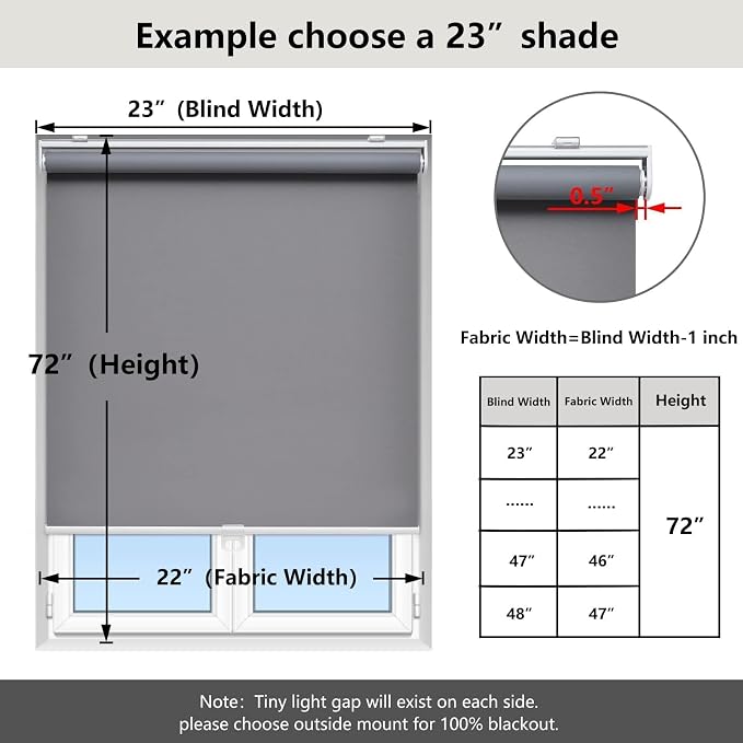 AOSKY Cordless Roller Shades Blackout Blinds - Image 5