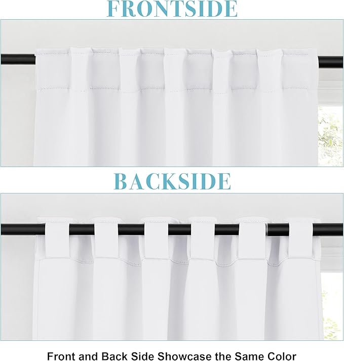 RYB HOME White Curtains 80 inches Long, Thermal Insulating Large Window Curtains - Image 4