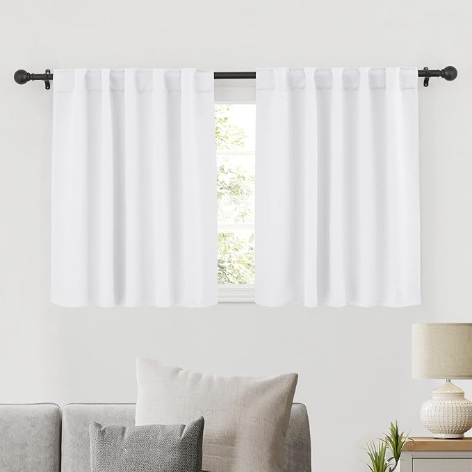 RYB HOME White Short Curtains, Room Darkening Drapes Thermal Insulated Small by RYBHOME