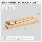 Homeforia 30 inch Natural Floating Shelf, High End Solid Real Wood 30inch Small - Image 3