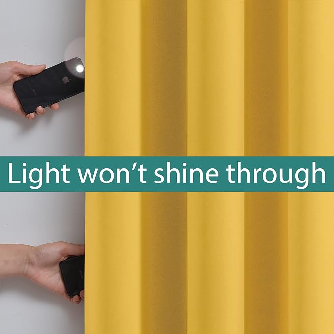 Yakamok 100% Blackout Curtains Energy Saving Thermal Insulated 2 Thick Layers - Image 3