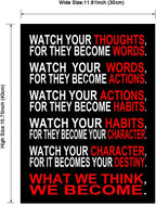 Pyradecor Watch Your Thoughts Motivational Classroom Poster Modern Canvas - Image 5