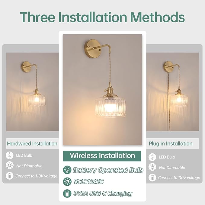 Shenmoyl Battery Operated Wall Sconce - Image 2