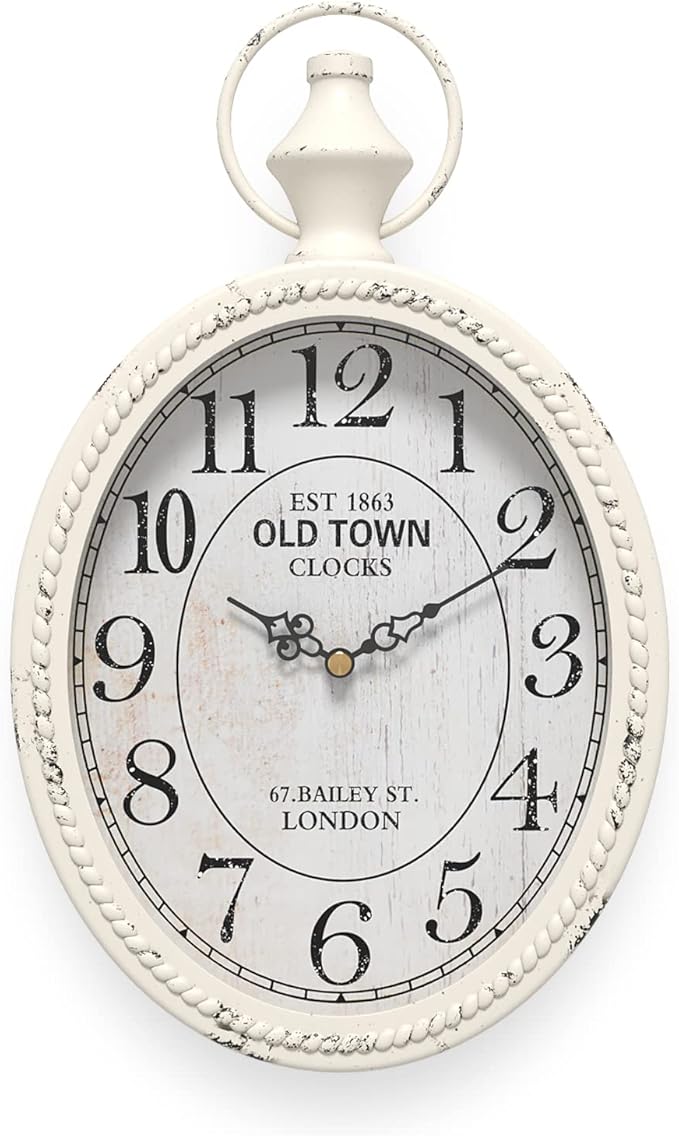 Menterry Small Retro Oval Wall Clock, Antique Old Design, Battery Operated by Menterry
