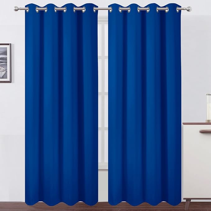 LEMOMO Blackout Curtains 52 x 90 Inch Long Royal Blue Curtains Set of 2 Panels by Lemomo