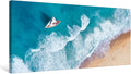 Goldfoilart Blue Ocean Sea Beach Canvas Wall Art Sailboat Painting Print on by Goldfoilart