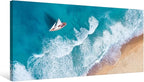 Goldfoilart Blue Ocean Sea Beach Canvas Wall Art Sailboat Painting Print on by Goldfoilart