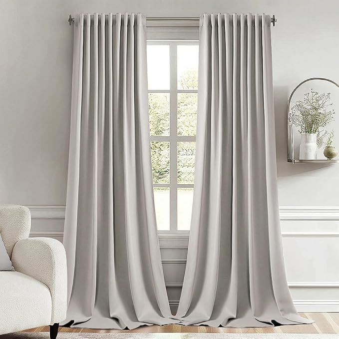 MIULEE Stone Back Tab Blackout Curtains 108 Inch Long 2 Panels Set by MIULEE