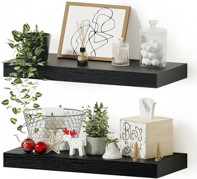 Vivelove Black Bathroom Shelves Over Toilet, Wall Shelf by VIVELOVE