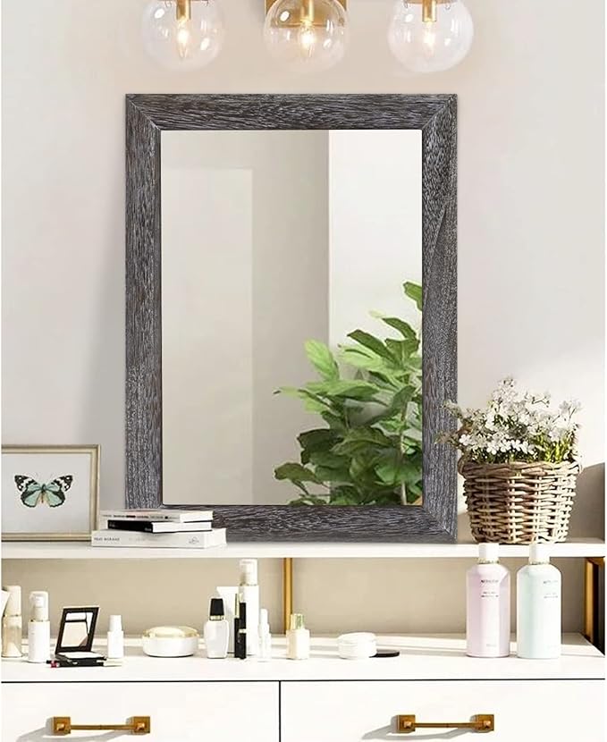 AAZZKANG Wall Mirror with Rectangle Wood Frame Large 28"x20" Rustic Decorative - Image 4