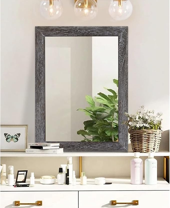 AAZZKANG Wall Mirror with Rectangle Wood Frame Large 26"x18" Rustic Decorative - Image 4