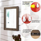 AAZZKANG Rustic Wood Mirror Rectangle Decorative Wall Hanging Mirrors - Image 3