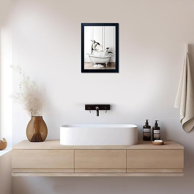 Framed Kids Bathroom Decor Funny Bathroom Wall Art Black and White Wall Decor - Image 7